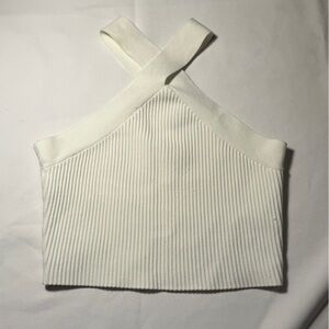 Forever 21 Cream Ribbed Knit Top